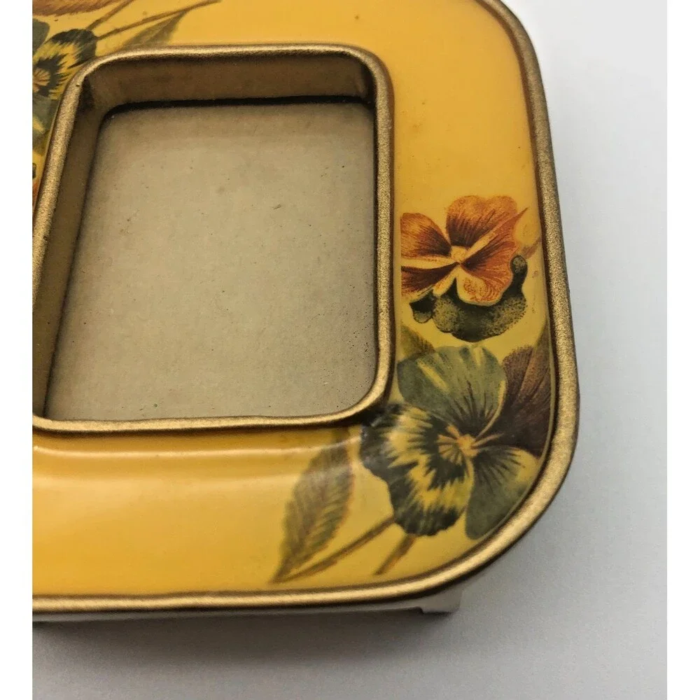Bucklers NY Enamel Photo Frames Set of 2 Yellow Floral VINTAGE
